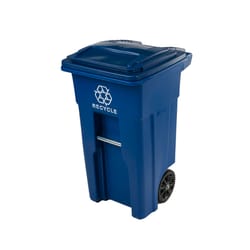 Roughneck 45 Gal. Vented Blue Wheeled Recycling Trash Container