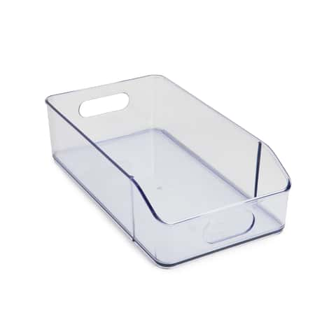 Large Clear Plastic Fridge Bin, 8 x 14.5 x 4