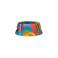 Silipint Aqua-Fur Multicolored Hippie Hops Silicone 1 L Pet Bowl For Dogs