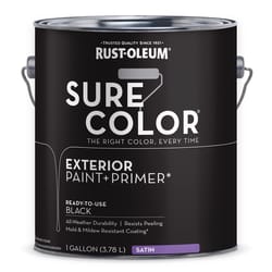 Rust-Oleum Sure Color Satin Black Water-Based Paint + Primer Exterior 1 gal
