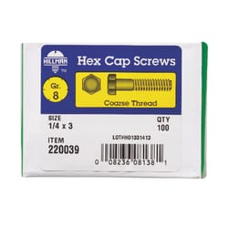 HILLMAN 1/4 in. D X 3 in. L Heat Treated Steel Hex Head Cap Screw 100 pk