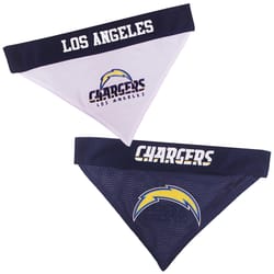 Pets First Blue/White Los Angeles Chargers Cotton/Nylon Dog Collar Bandana Large/X-Large