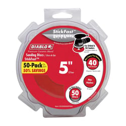 Diablo StickFast 5 in. Ceramic Blend Adhesive Sanding Disc 40 Grit Ultra Coarse 50 pk