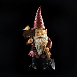 Summerfield Terrace Multicolored Polyresin 15 in. H Welcome Smiling Gnome Solar Statue