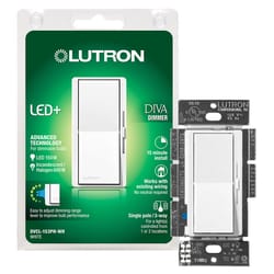 Lutron Diva White 150 W Rocker Dimmer/Paddle Switch 1 pk