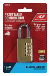Ace 1-7/8 in. H X 1-1/4 in. W X 1/2 in. L Brass 4-Dial Combination Padlock