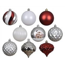 Decoris Red/Silver/White Assorted Shatterproof Ornaments