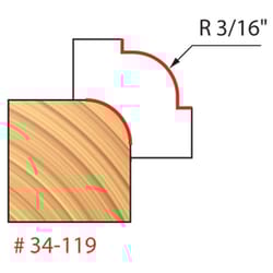Freud 7/8 in. D X 3/16 in. X 2-1/2 in. L Carbide Rounding Over Router Bit