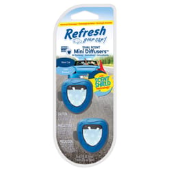 Refresh Your Car! Mini Diffusers New Car /Cool Breeze Scent Car Air Freshener 0.2 oz Liquid 2 pk