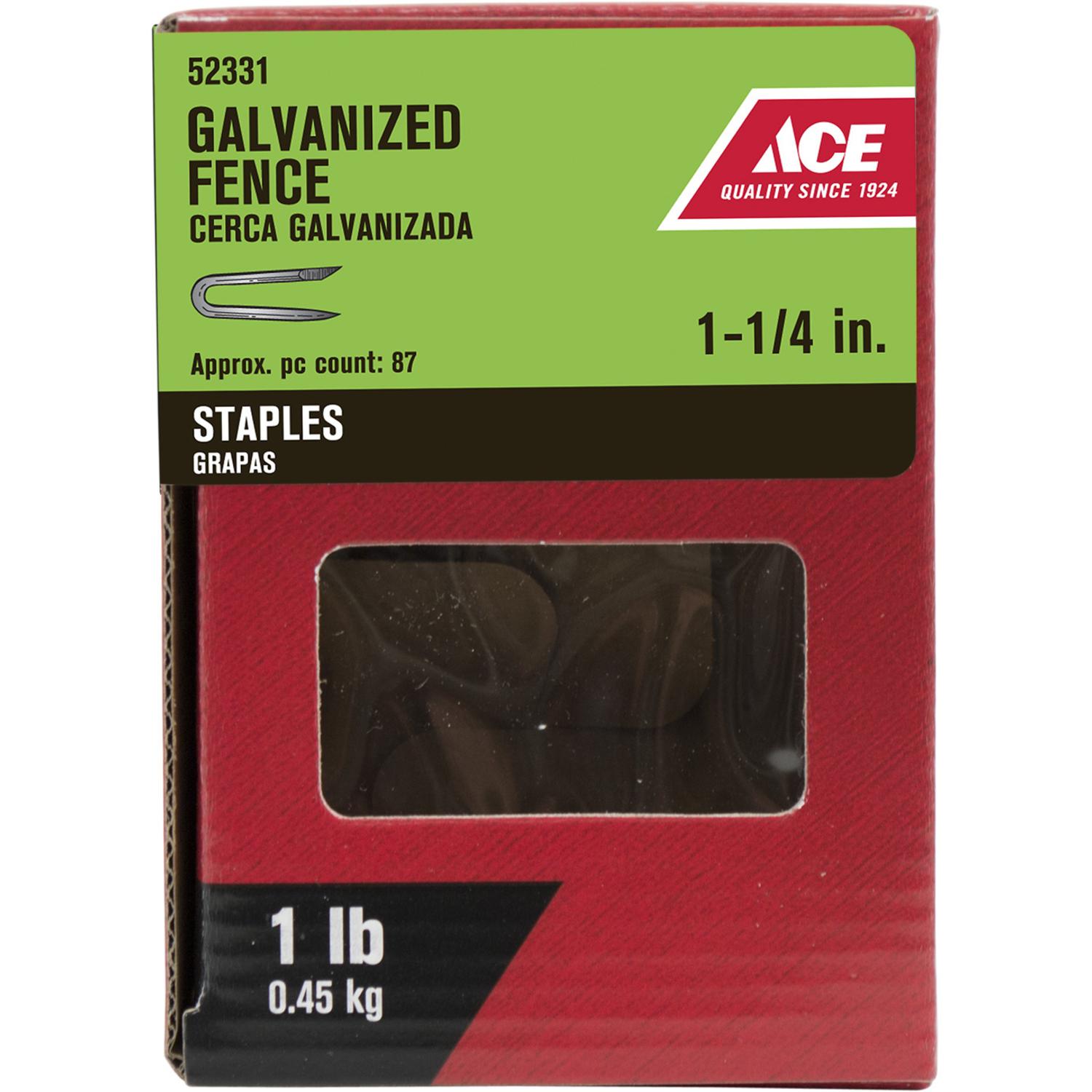 Ace 0.25 in. W X 1-1/4 in. L Galvanized Steel Fence Staples 5 lb
