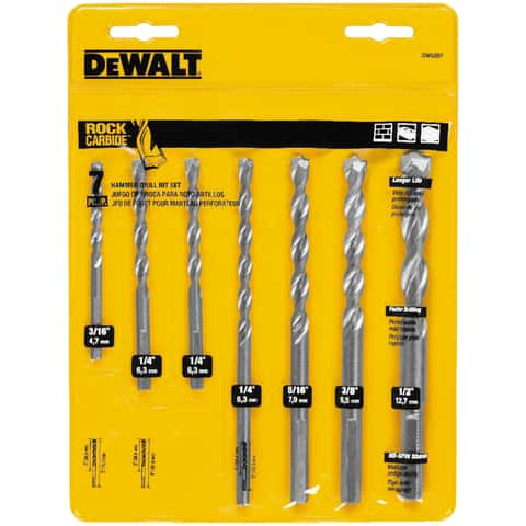 DeWalt Rapid Load Carbide Masonry Drill Bit Set 3 Flat Shank 7 pc