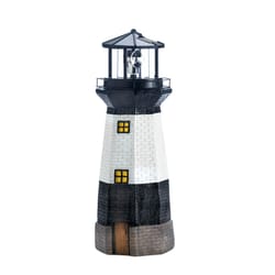 Summerfield Terrace Multi-color Polyresin 15.25 in. H Spinning Lighthouse Outdoor Solar Decor