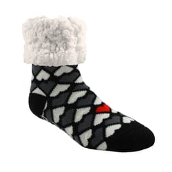 Pudus Unisex Classic Hearts One Size Fits Most Slipper Socks Black/White