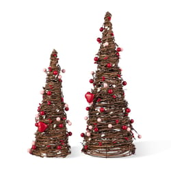 Glitzhome Valentine's Cone Table Tree Rattan 1 pk