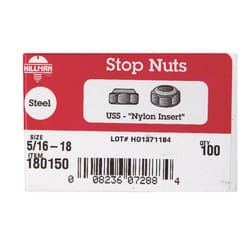 Hillman 5/16 in. Zinc-Plated Steel USS Nylon Lock Nut 100 pk