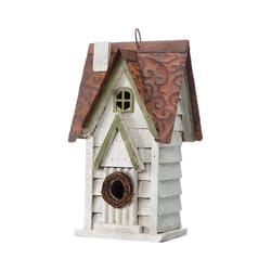 Glitzhome 12 in. H X 5.5 in. W X 6.5 in. L Metal and Wood Bird House