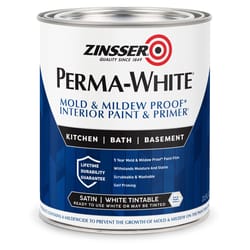 Zinsser Perma-White Satin White Water-Based Mold and Mildew-Proof Paint Interior 1 qt