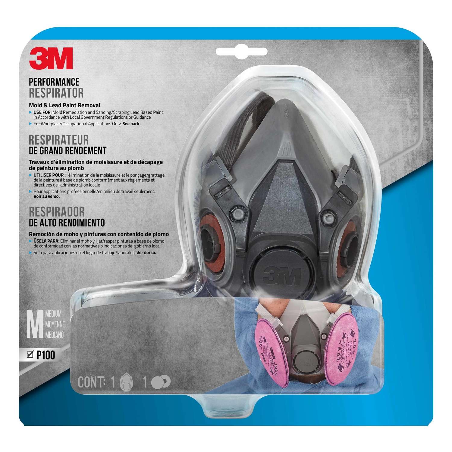 3M P100 Mold and Lead Paint Removal Respirator PSeries Valved Black M