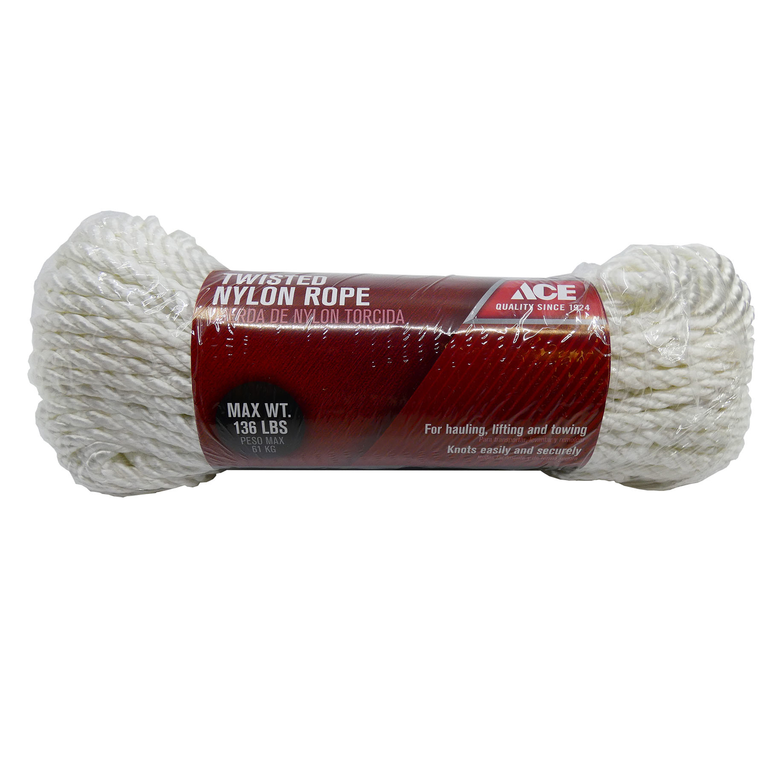 Ace 1/4 in. D X 100 ft. L White Twisted Nylon Rope - Ace Hardware