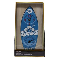 Taylor Surfboard Clock/Thermometer Resin Blue 12 in.