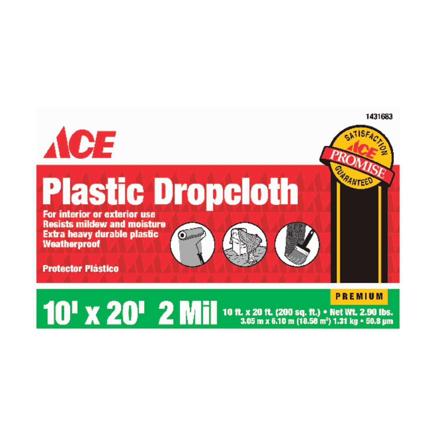 ACE 10 ft. W x 20 ft. L x 2 mil Plastic Drop Cloth 1 pk Ace Hardware