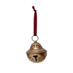 Creative Co-op Gold/Red Sleigh Bell Ornament 5 in.