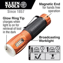 Klein Tools 235 lm Black/Orange LED Flashlight AAA Battery