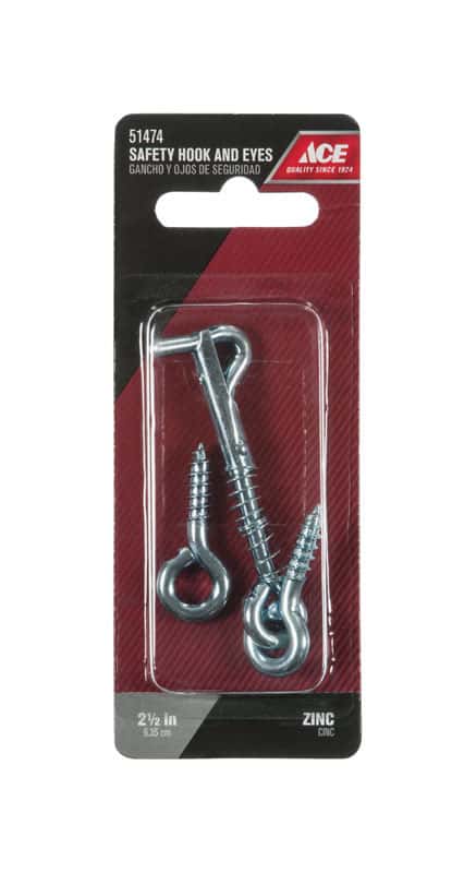 Ace Small Zinc-Plated Silver Steel 2.5 in. L Safety Hook and Eye 1 pk - Ace  Hardware