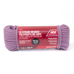 Ace 1/4 in. D X 100 in. L Patriot - Red/White/Blue Diamond Braided Poly Rope