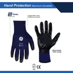 General Electric Unisex Dipped Gloves Black/Blue XL 1 pair