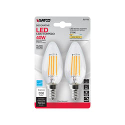 Satco . B11 E12 (Candelabra) Filament LED Bulb Warm White 40 Watt Equivalence 2 pk