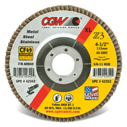 CGW 4-1/2 in. D X 5/8-11 in. Zirconia Flap Disc 80 Grit 1 pc