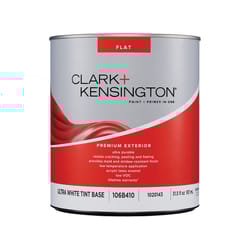Clark+Kensington Flat Tint Base Ultra White Base Exterior Paint and Primer Exterior 1 qt