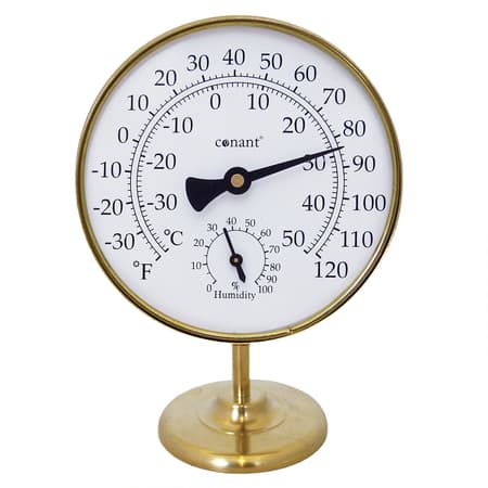 The Original Vermont Indoor/Outdoor Thermometer Brass, Solid Brass