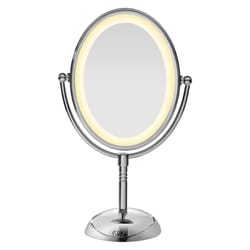 Conair Reflections 8-1/2 in. H X 6-1/2 in. W Beveled Double Sided Makeup Mirror Chrome Silver