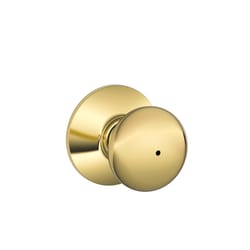 Schlage Plymouth Bright Brass Bed and Bath Knob Right or Left Handed Schlage Plymouth Bright Brass Bed and Bath Knob Right or Left Handed
