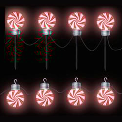 Celebrations LED Warm White Peppermint Candy 8 in. Pathway Decor
