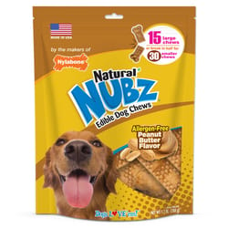 Nylabone NUBZ Peanut Butter Chews For Dogs 1.7 lb 4.5 in. 15 pk