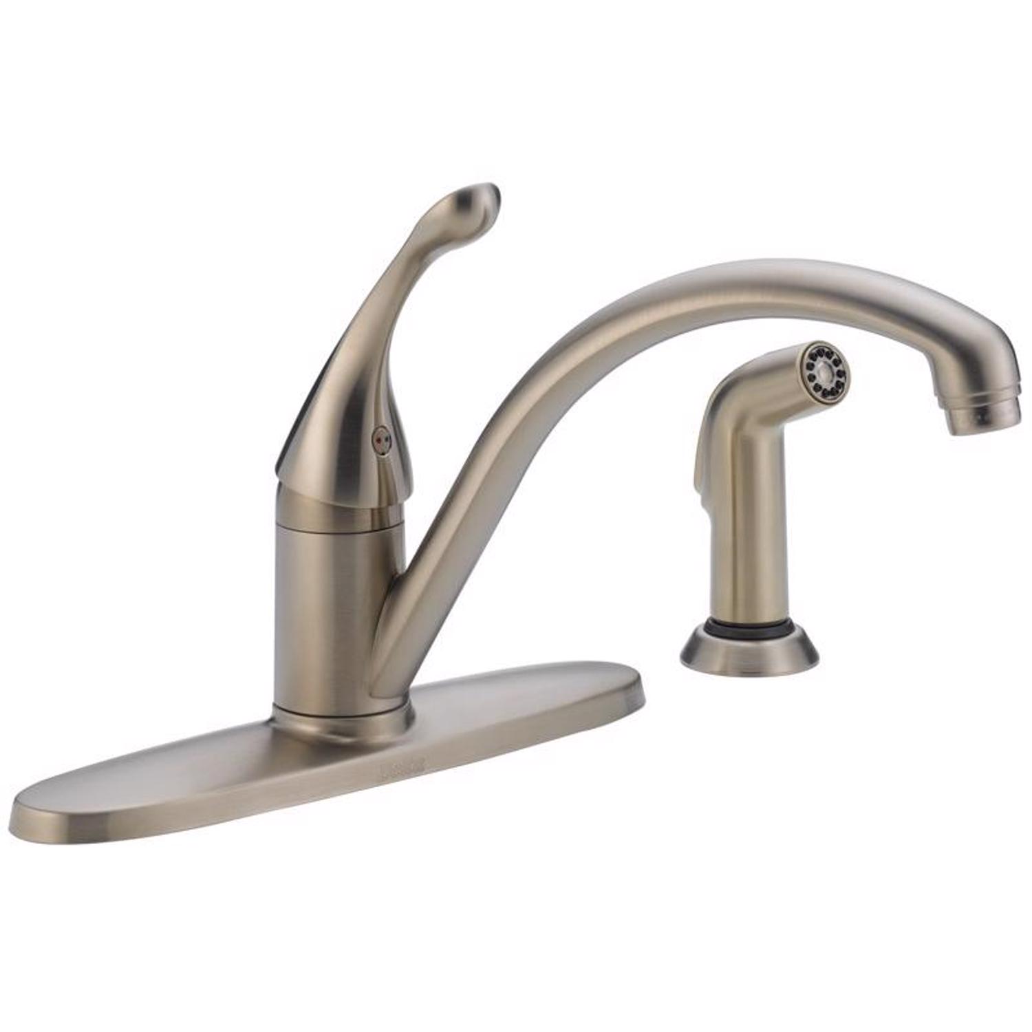 Photos - Tap Delta Collins One Handle Stainless Steel Kitchen Faucet Side Sprayer Inclu 