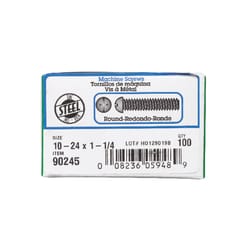 HILLMAN No. 10-24 Ga. X 1-1/4 in. L Combination Round Head Zinc-Plated Steel Machine Screws 100 pk