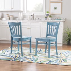 Linon Home Decor Teal Wood Farmhouse Side Chair 2 pk