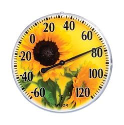 Taylor Sunflower Dial Thermometer Plastic Yellow 5.25 in.