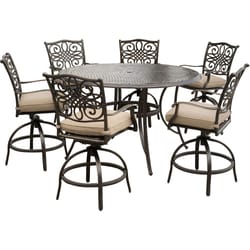 Hanover Traditions 7 pc Bronze Aluminum Traditional High Dining Set Tan