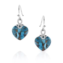 Montana Silversmiths Women's Untamable Heart of Stone Silver/Turquoise Earrings Brass Water Resistan