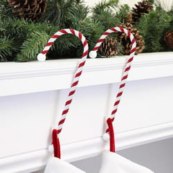 Haute Decor Red/White Candy Cane Stocking Holder 9 in.