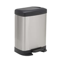 Household Essentials Saxony 2 gal Silver Stainless Steel Step Pedal Wastebasket
