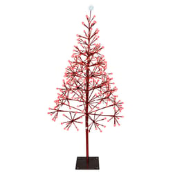 Holiday Bright Lights LED Red Lighted Shimmering Tree 54 in. Yard Decor