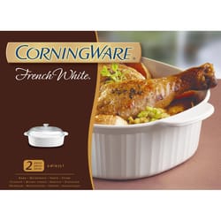 Corningware Ceramic Oblong Dish with Lid 4 qt White