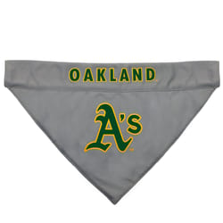 Pets First Gray/White Oakland Athletics Cotton/Nylon Dog Collar Bandana Large/X-Large