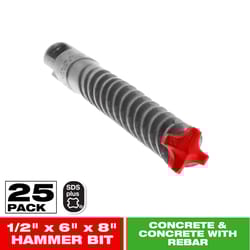 Diablo Rebar Demon 1/2 in. X 8 in. L Carbide Tipped 4-Cutter Hammer Drill Bit SDS-Plus Shank 25 pk